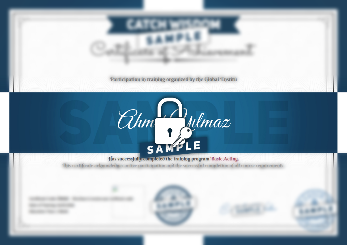 Sample Basic Acting Certificate