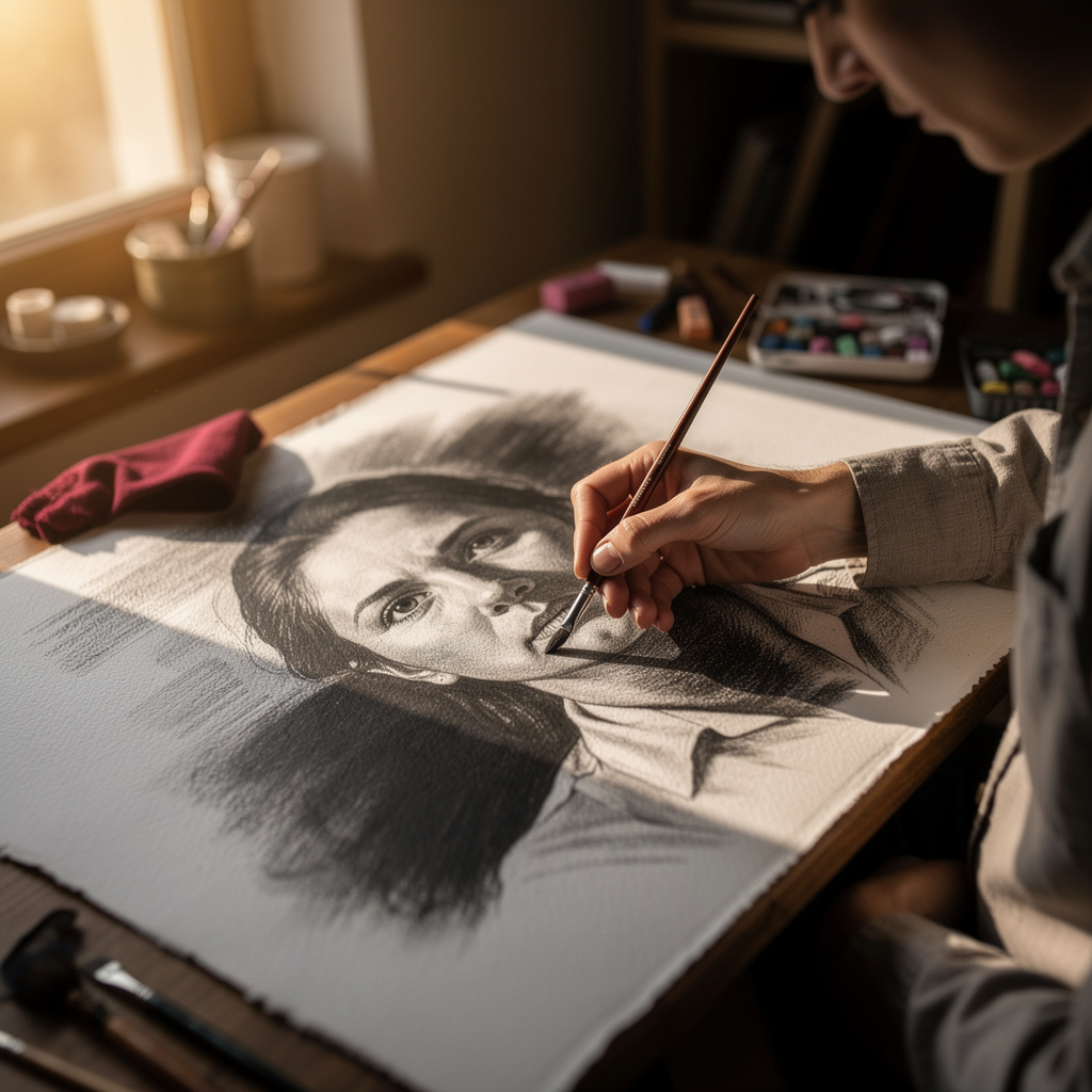 Pencil and Charcoal Drawing