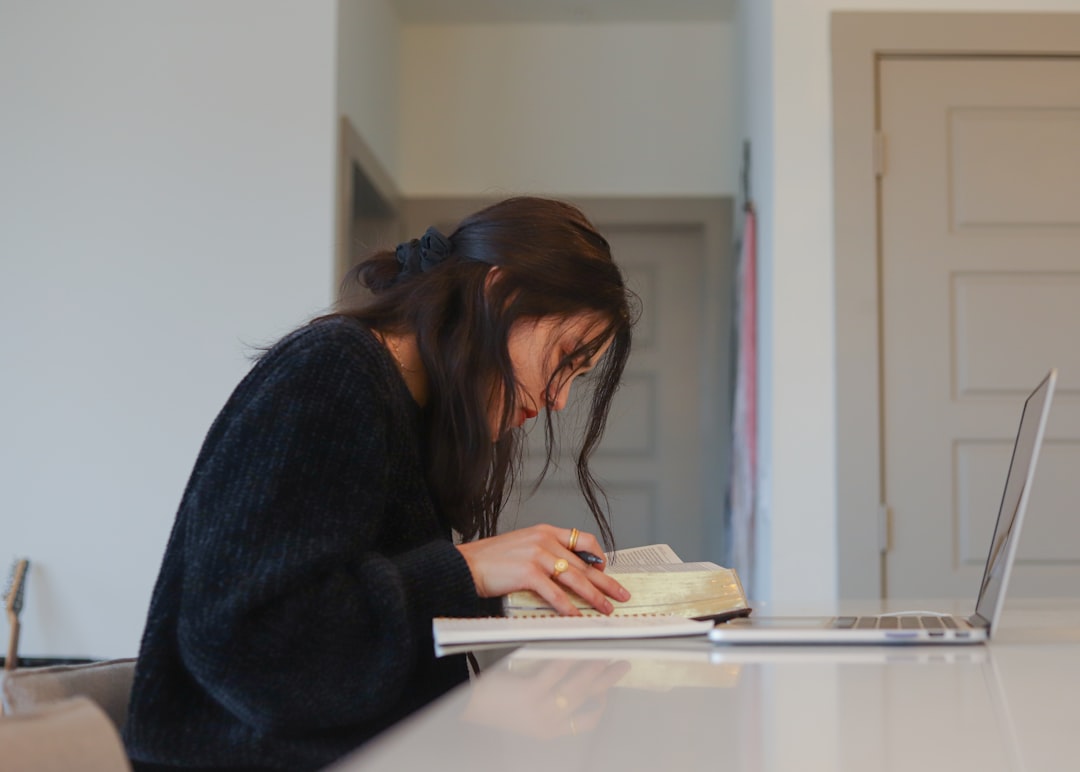 woman studying catering materials