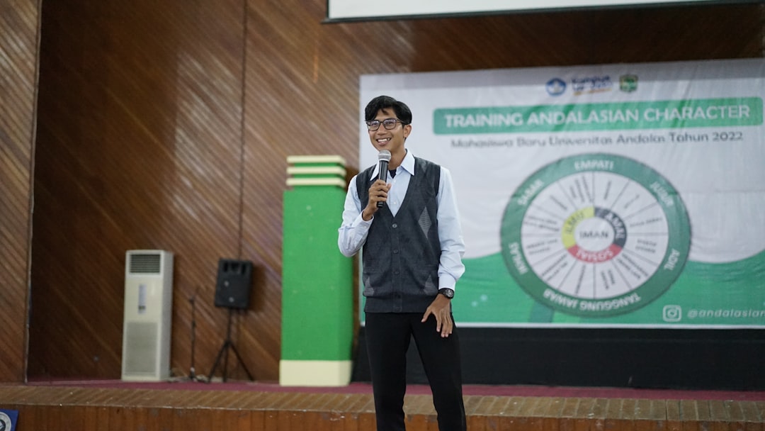 young professional presenting data policy